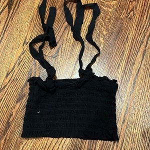 Katie J cropped tube top with tie straps